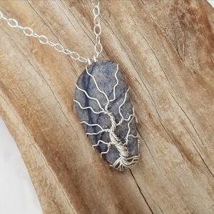 Handmade Tree of Life Wire Wrapped Stone Pendant Necklace